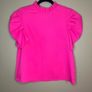 SHEIN Ruffled High Neck Pink Blouse Women’s Medium